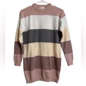 Vanilla Bay Pink and Cream Crew Neck tunic Sweater